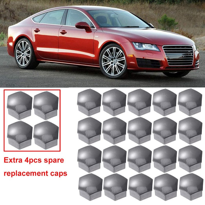 Gebildet 24pcs Wheel Nut Cap 17mm Wheel Bolt Nut Caps Covers, Hexagonal Tire Nut Covers with Removal Tool Set for Cars(Gray) - Image 2